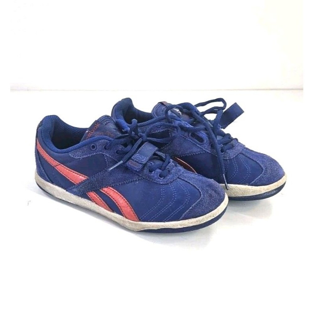 Reebok Vtg RARE Blue And Red Sneakers Sz 5.5 Mens Leather Suede Tab Lace Up kids